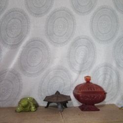 Vintage Jeannette Candy Dish Vintage Pagoda Lantern Ceramic Fertility Turtle 