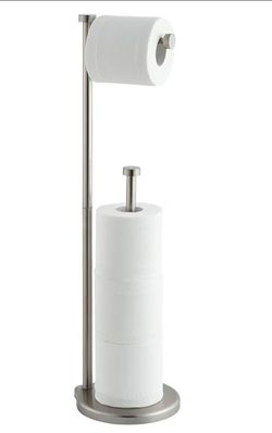 SunnyPoint Free Standing Bathroom Toilet Paper Holder Stand with Reserve, Reserve Area has Enough Space for Jumbo Roll (Chrome)