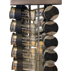 Stainless And Glass Revolving Spice Rack  