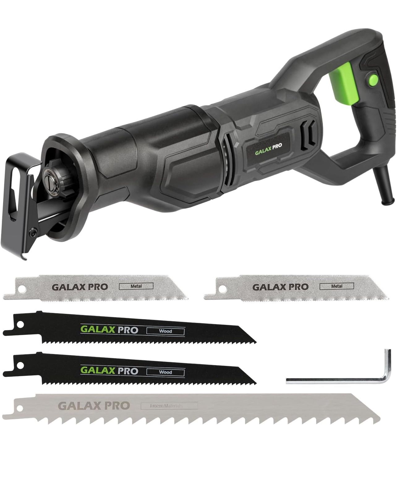 GALAX PRO 120V Reciprocating Saw, 6.0 Amp Variable Speed Corded Reciprocating Saw with1-1/8" Stroke Length, 2800RPM and 6" Max for Wood, Metal, PVC Pi