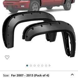 Tyger Auto Fender Flares Compatible With 2007-2013 Chevy Silverado 1500; 2007-2014 2HD (Excl. 2007 Classic) 6.5' & 8' Bed, Smooth Textured Pai