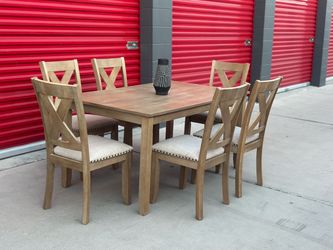 Wooden Dining Table Set with 6 Chairs
