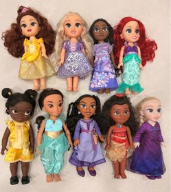 Disney Princess Doll Lot 9pcs Elsa Moana Ariel Rapunzel Wish Asha Bundle