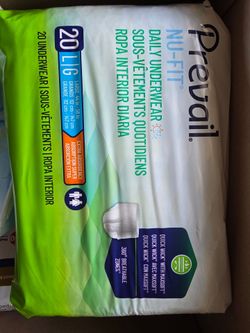 20 pack Prevail Nu-fit large Extra Absorbant Daily Disposable Adult Underwear