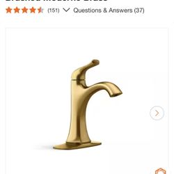 KOHLER Sundae Single Handle Single Hole Bathroom Faucet Vibrant Brushed Moderne Brass NEW