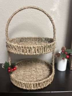 Rattan Tiered Tray