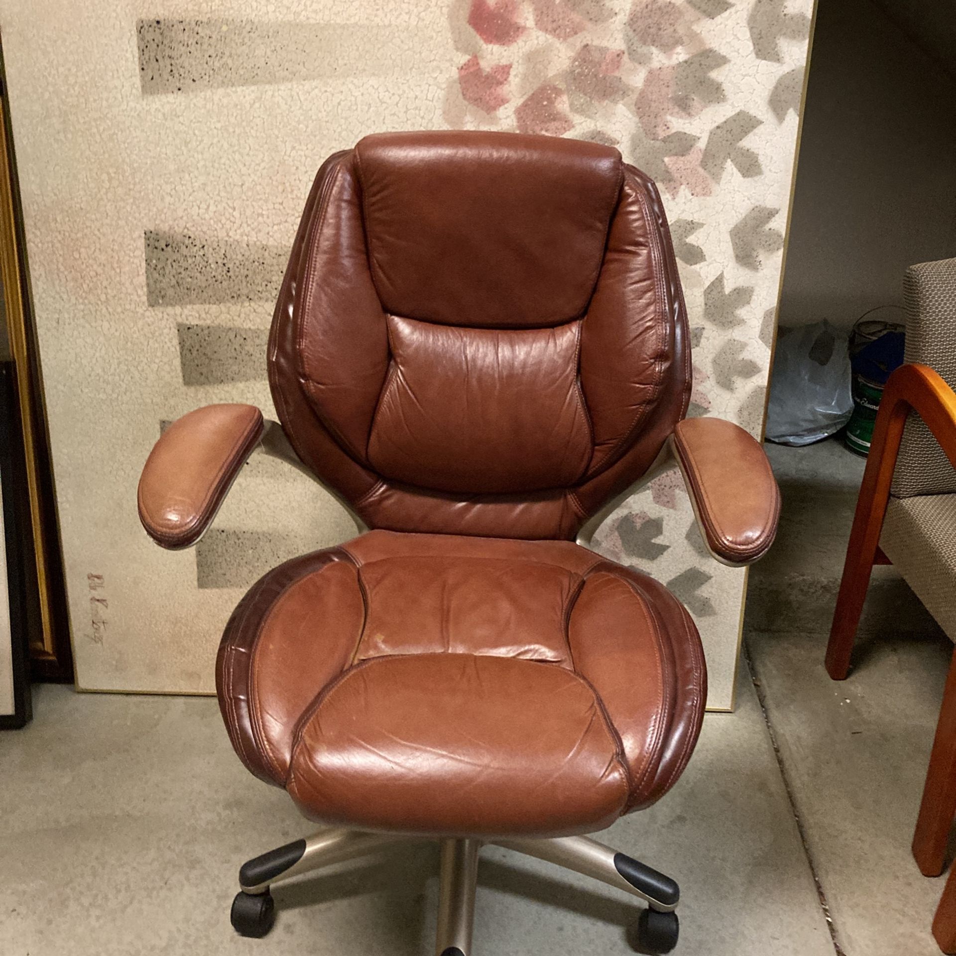 Brown Faux Leather Office Chair