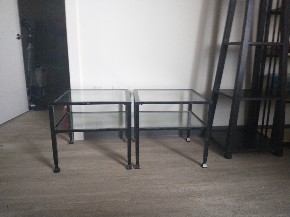 Set Of Two Glass End Tables