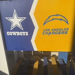 Chargers/Cowboys Wooden Tailgate Cooler
