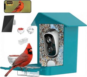 DEVO Solar Smart Bird Feeder Camera: 2.5K Live View Night Vision, AI Bird ID, Instant Alerts, Squirrel Proof, IP65, Gift for Bird Lovers Serene Lake