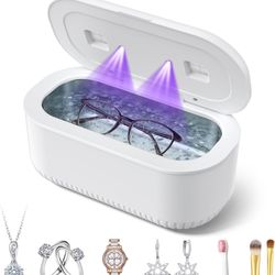 Brand New 48Khz Ultrasonic Jewelry Cleaner, 30W Ultrasonic Cleaner with 2 UV Lights and Dual Brush Ports, 3 Modes Jewelry Cleaner Ultrasonic Machine w