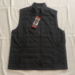 New Banana Republic Men Lined Quilted Vest Outerwear Light Weight Full Zip Blk M