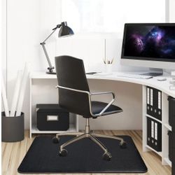 Office Chair Mat for Hardwood Floor: 53"x45" Large Black Rolling Chair Mat for Hard Wood and Tile Floor, Anti-Slip Heavy Duty Floor Protector Mat Unde