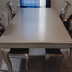 Silver dining room table