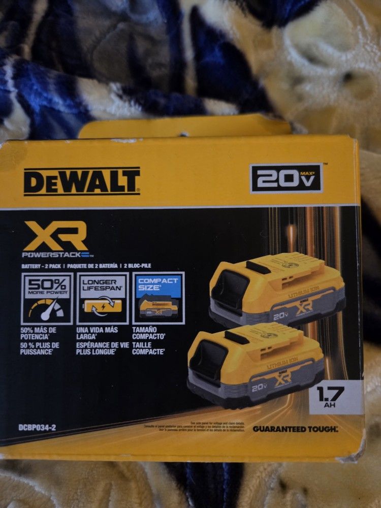 2 Dewalt 20v Batteries, XR Powerstack