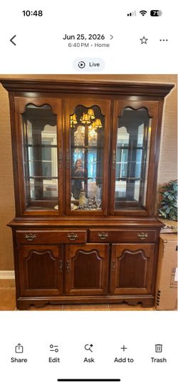 Beautiful solid walnut hutch $100