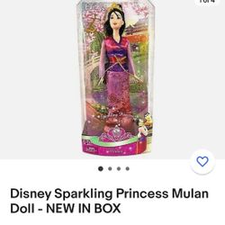 Disney Sparkling Princess Mulan Doll- NEW IN THE BOX 