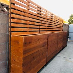Beautiful privacy wall Frame Planter Box Garden Bed Outdoor Design cedar redwood AC pool equipment cover