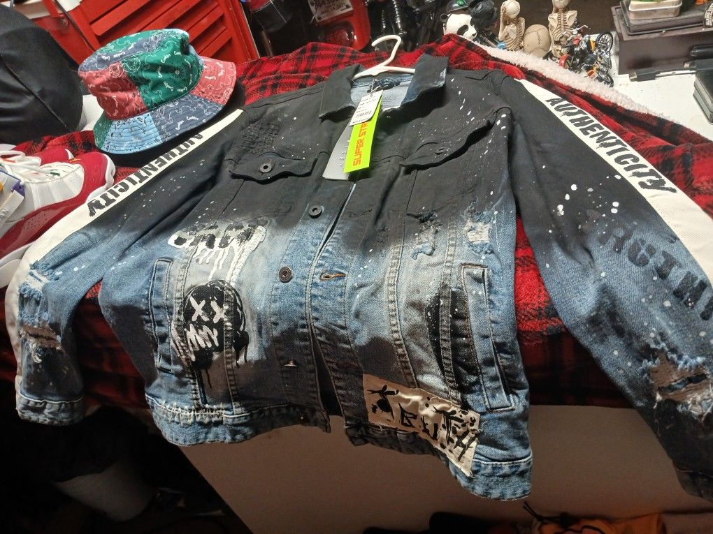 Designer Style Jean Jacket XL
