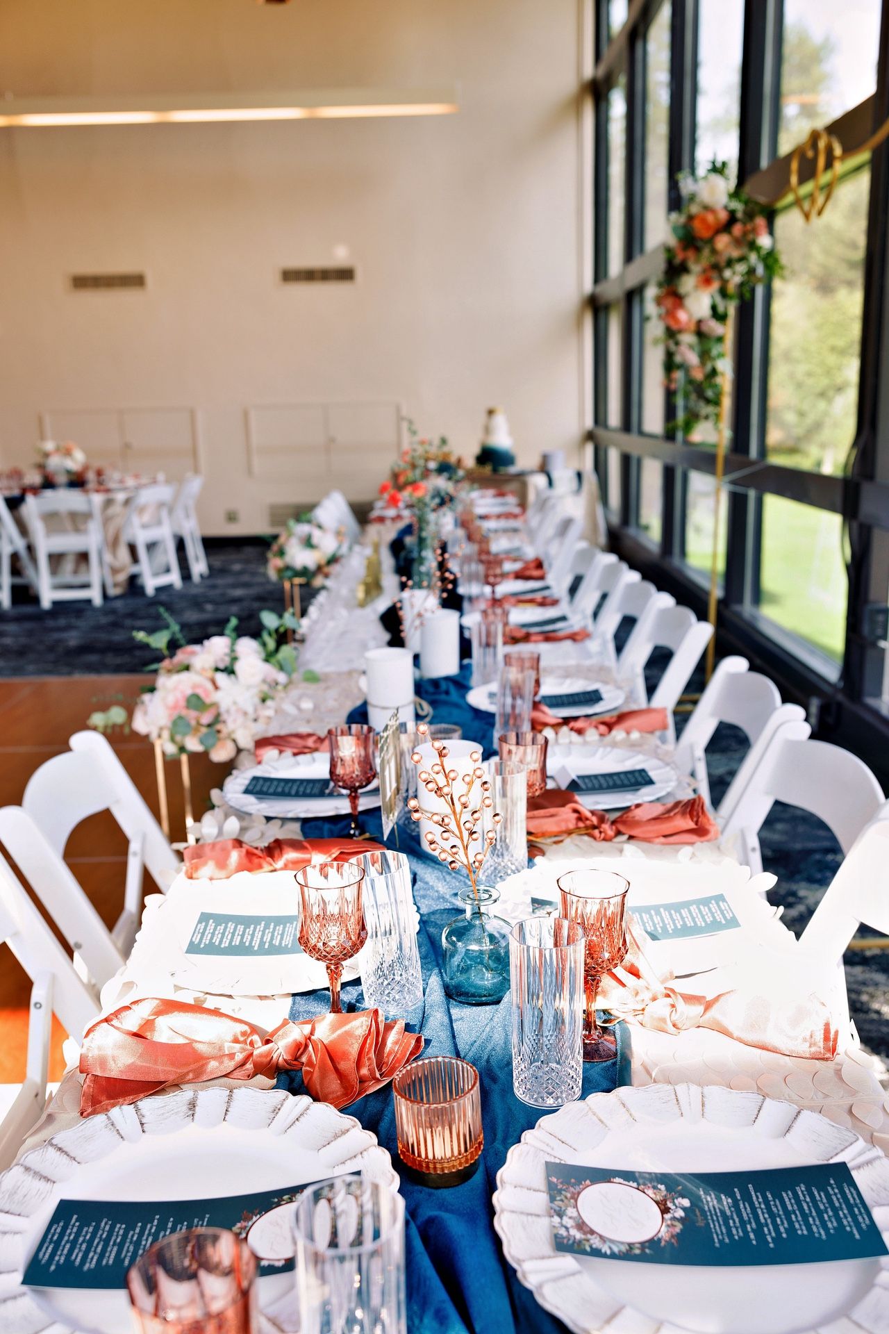 Teal Glass Stem Vases Wedding