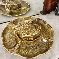 Vintage MCM California Pottery 1960 Maurice California USA Pottery LW908 Veggie/Dip Trays