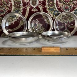 Vintage Glass And Silver Rimmed Bowls 