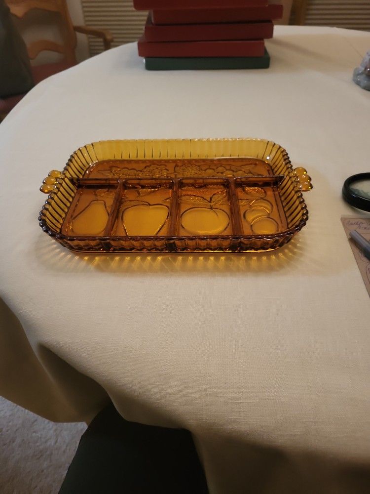 Vintage Amber Serving Dish