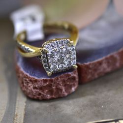 14k yellow gold engagement ring, size 5