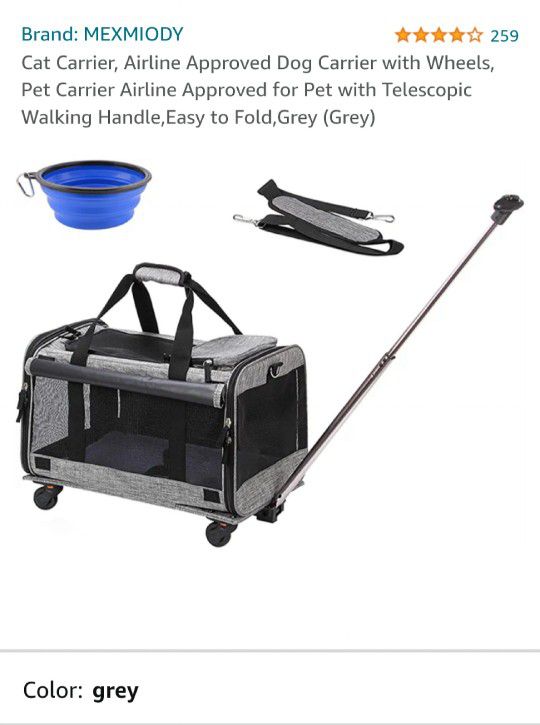 Pet Carrier with Wheels and Telescopic Walking Handle