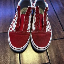 Red Checkered Vans No Laces