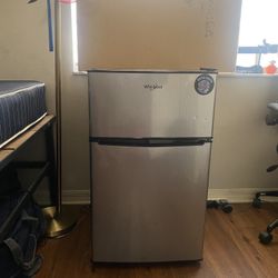 Whirlpool 3.1 cu. ft. Compact Mini Fridge in Stainless Steel with Dual Door True Freezer