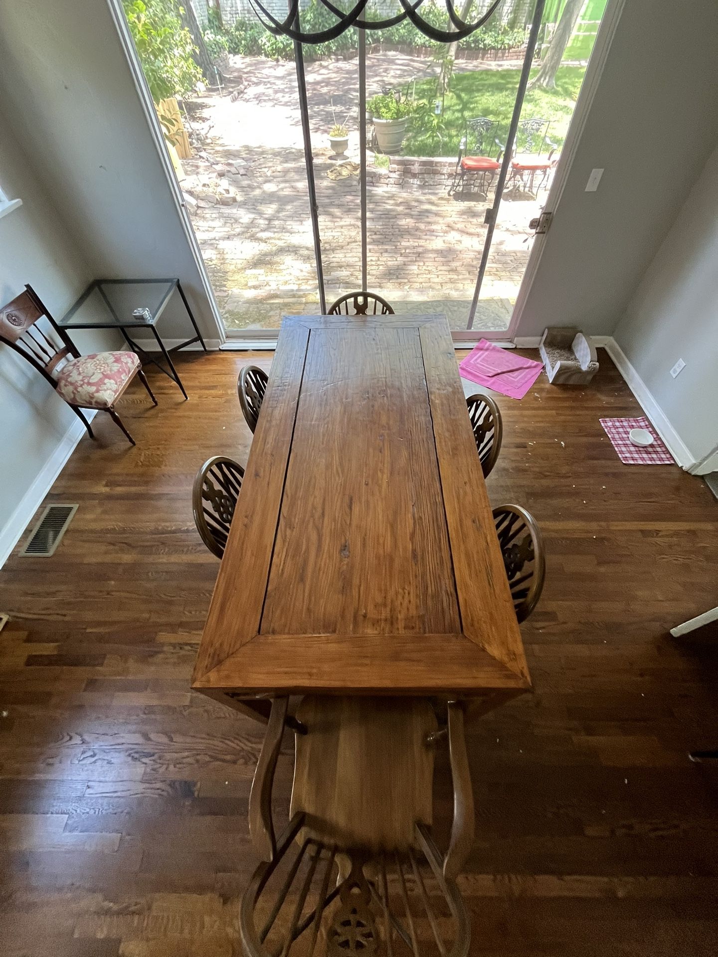 Antique Wooden Table With 6 Matching Chairs