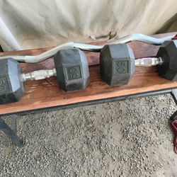 Pair Of 50 Lbs Dumbbell Weights. 
