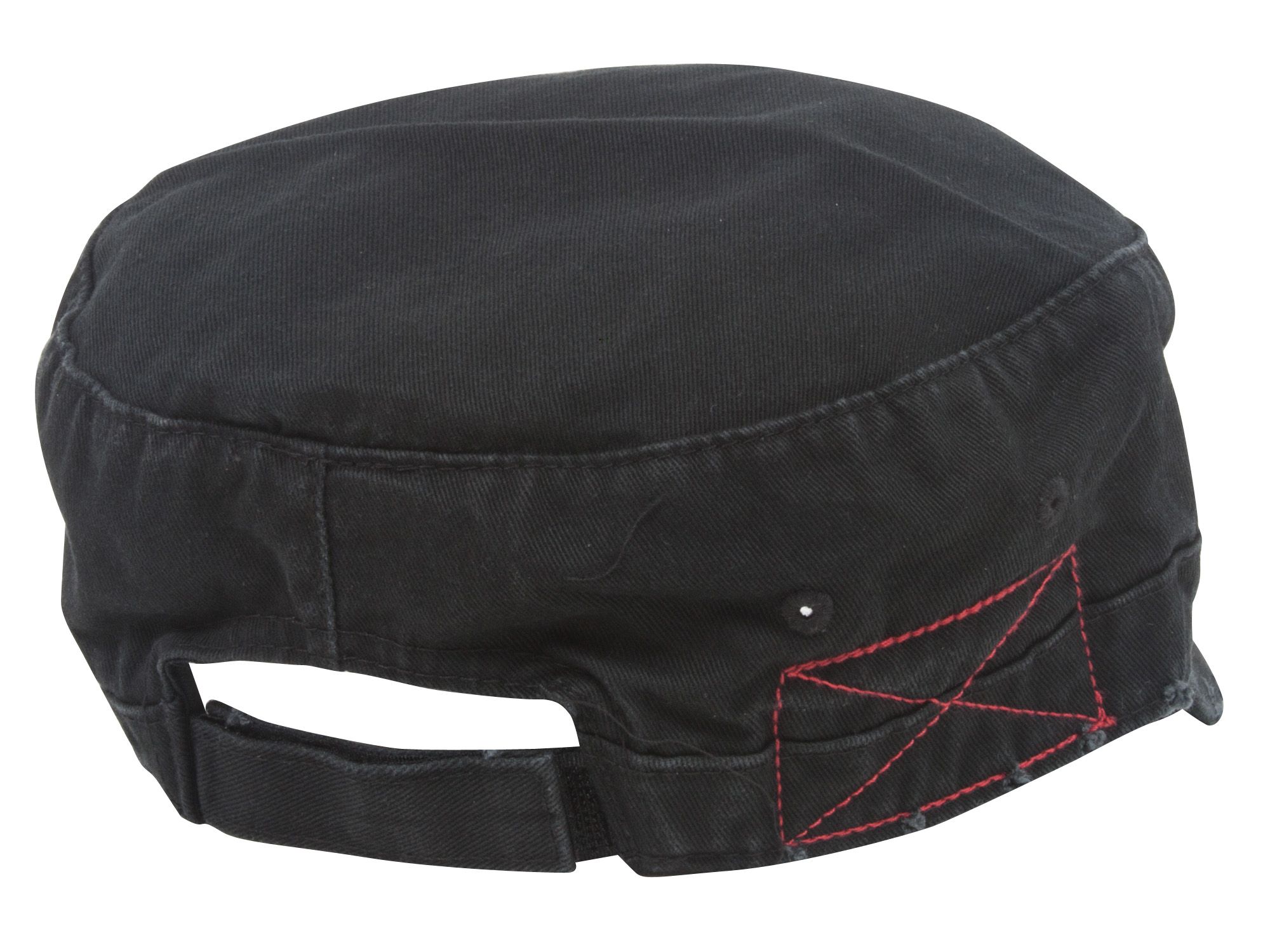 Distressed Washed Cadet Army Cap- Black