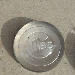 Vintage Chicago Cubs Glass Paperweight – Clear Etched Logo