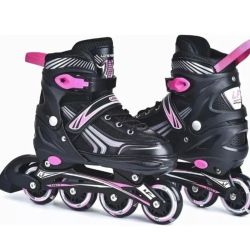 Kids Inline Skates  Adjustable Rollerskates  Size 13 to 2 1/2 lighted Skate wheels