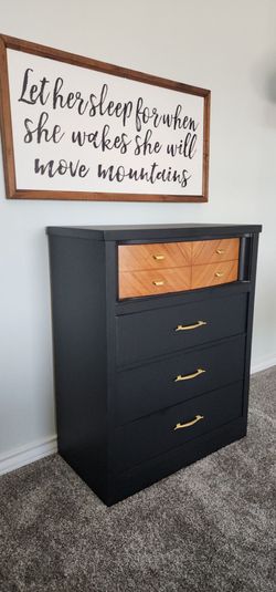 MCM Black 2 tone 4 drawer dresser