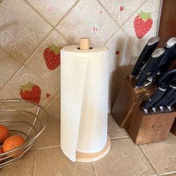 Handmade Wooden Paper Towel Holder – Rustic Countertop Roll Stand, Kitchen Organizer