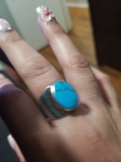 Silver 925 with real turquoise size 8