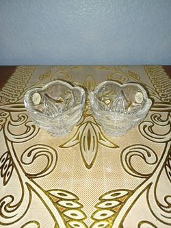 2 CRYSTAL CANDLE HOLDERS 