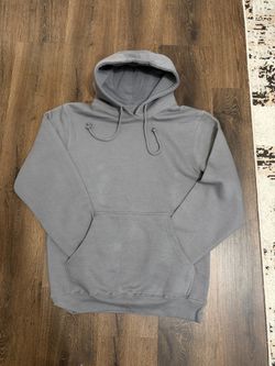 Mens Cotton Gray Pullover Hoodie. Adjustable Drawstring Hood. Unbranded Tagless.