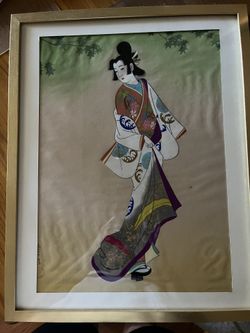 13 X 17 Vintage Japanese Silk Painting