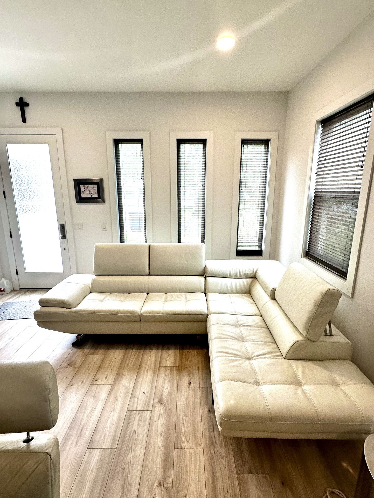 Scan Design White Top Grain Italian Leather Sectional