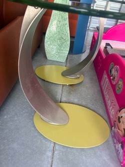 Two glass side tables