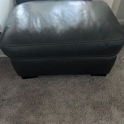 Leather Couch With Ottoman Set 