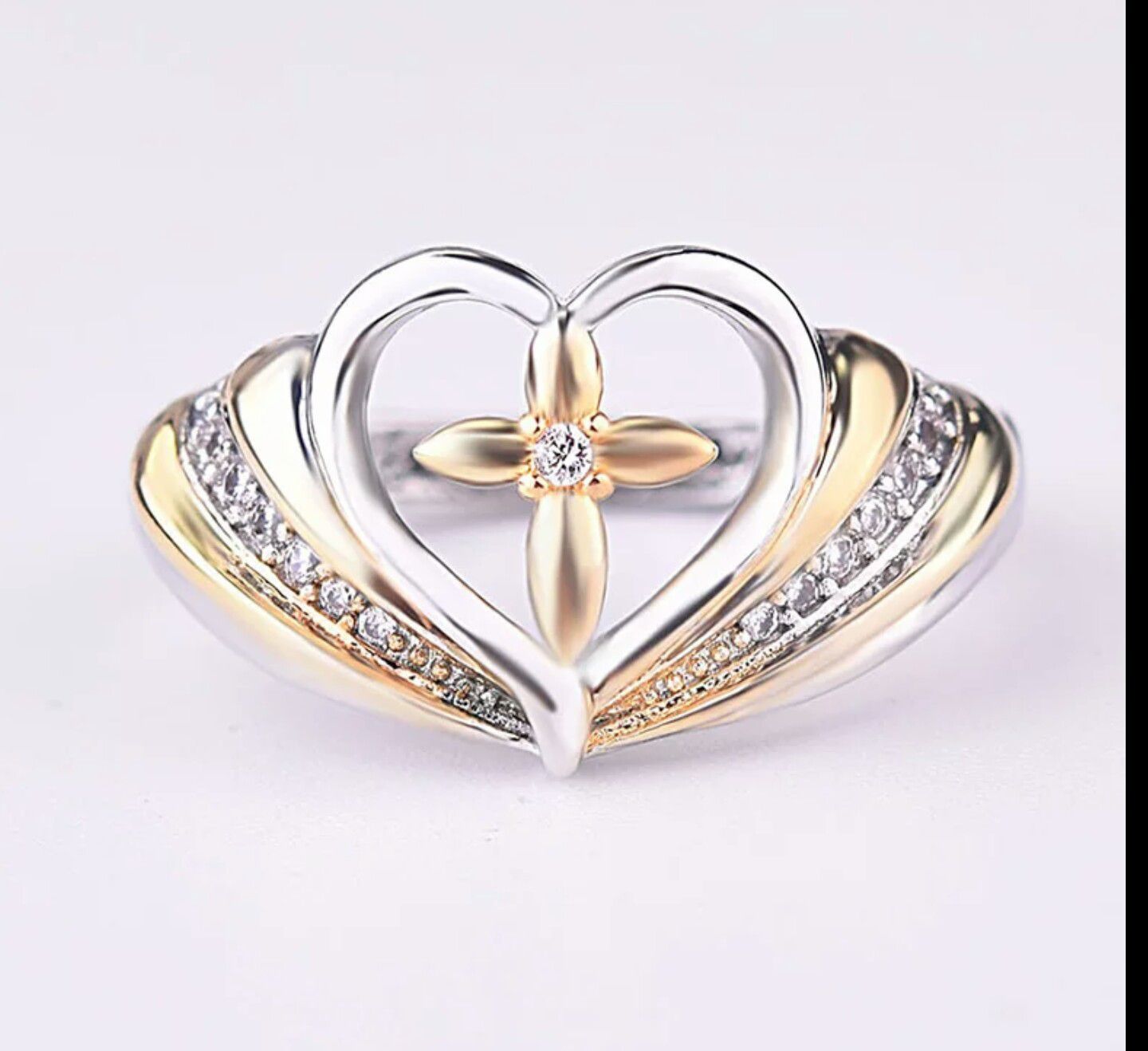 Heart/Cross Design Silver 925 Ring for Women