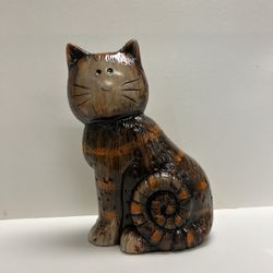 Vintage MCM Brown Ceramic Cat Figurine