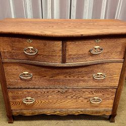 Antique Serpentine Front Dresser. Vintage Tiger Wood Washstand. Refinished to list, Original Hardware. Free to ask, I reply.  