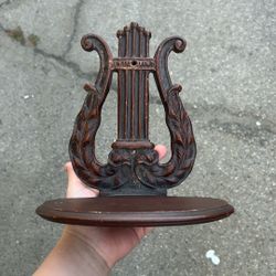 Vintage Real Wood Syroco Music Note Lyre Harp 