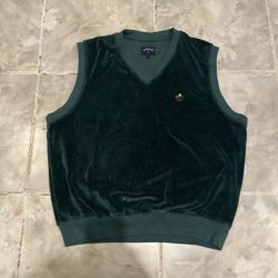 Noah NYC V-Neck Velour Sweater Vest Green Mens Size Small